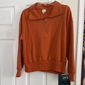 a new day Women's Orange Half-Zip Cowl Neck Sweater